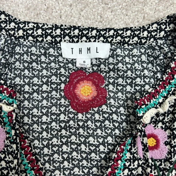THML Top Womens Small Multicolor Floral Embroidered Tassel Crochet Ladies - Picture 8 of 13